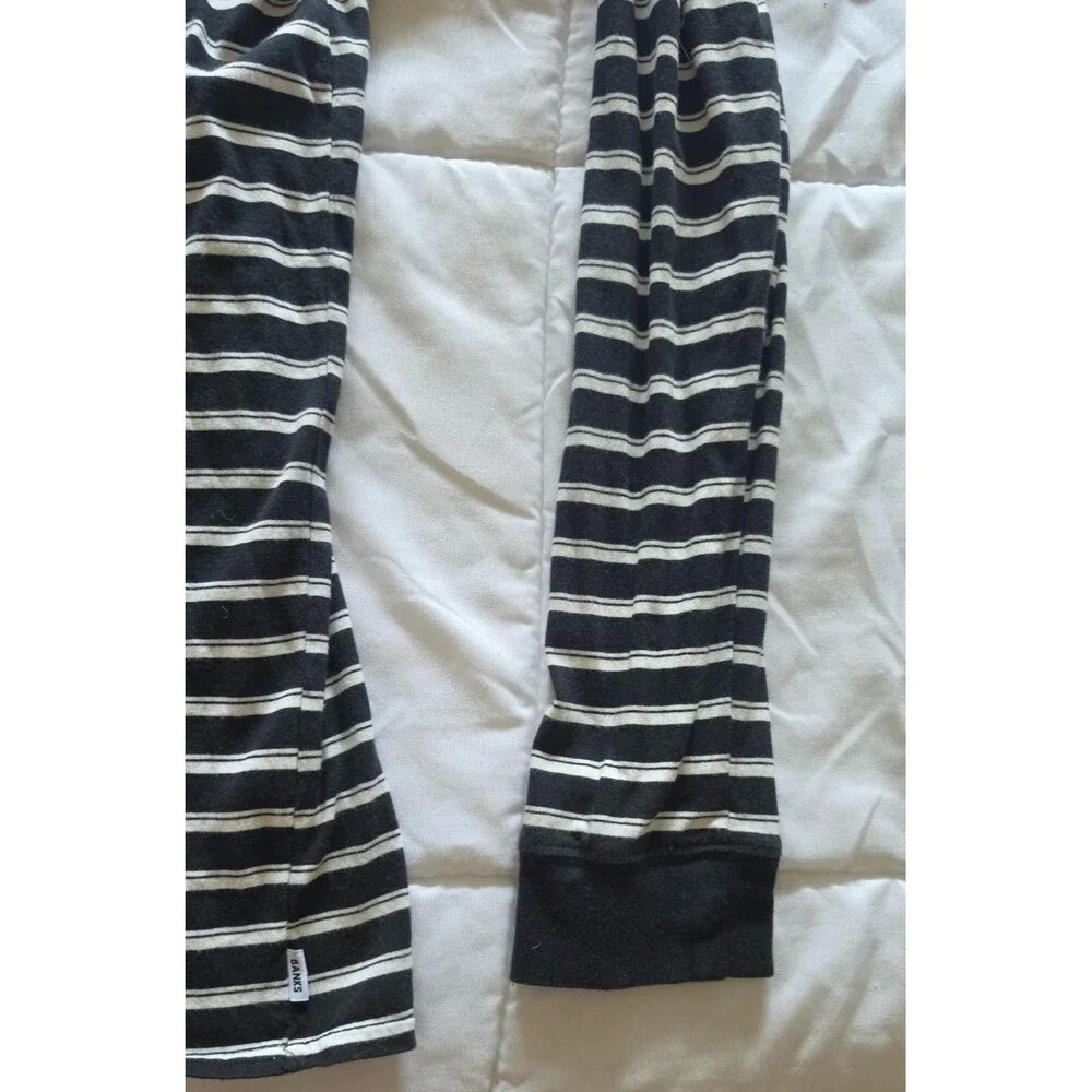 Banks Journal Men's L Organic Cotton Striped Long Sleeve Polo Surf Skate Shirt